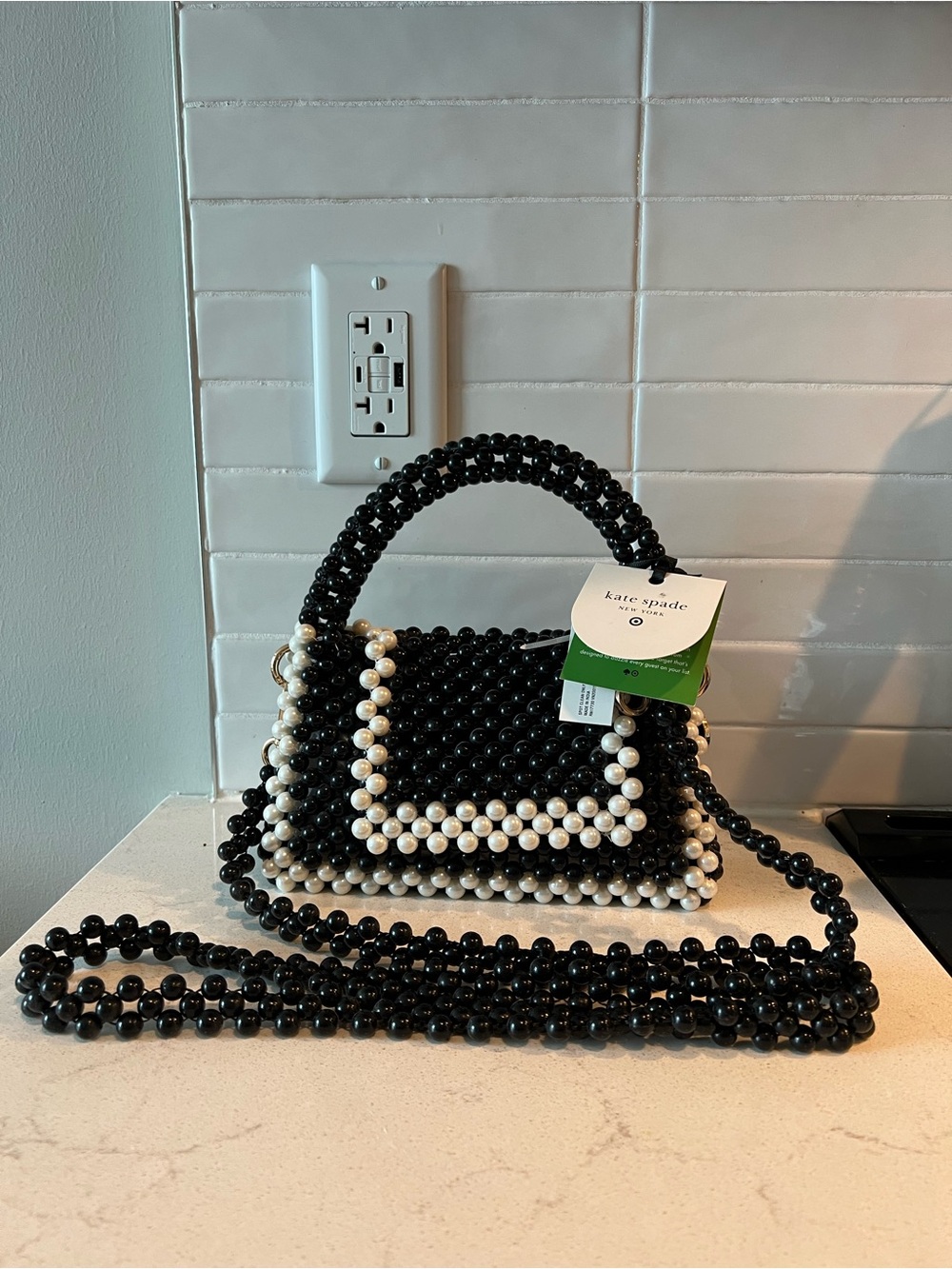 Target X kate spade Black and White Beaded Top-Handle Bag